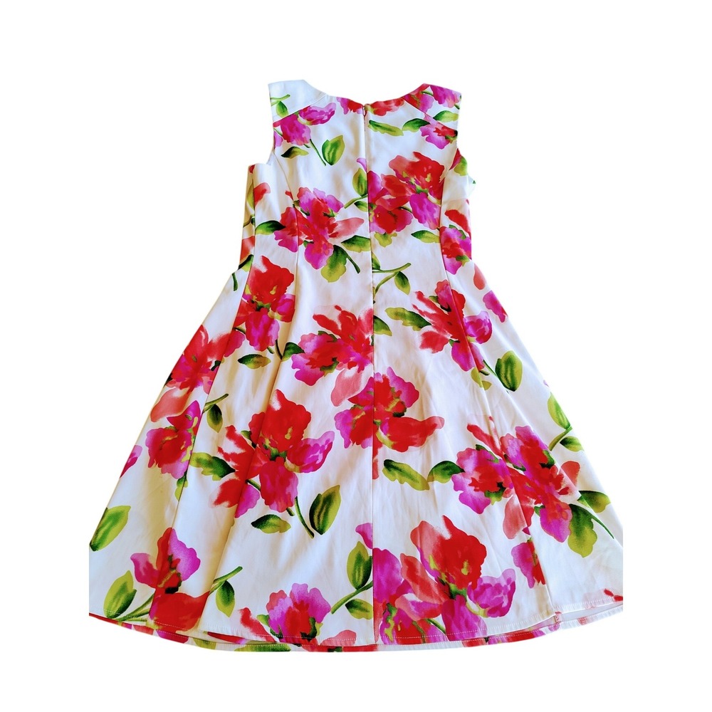 DB Established 1962 Floral Fit & Flare Dress Pink White Sleeveless Size 10 - Picture 4 of 7